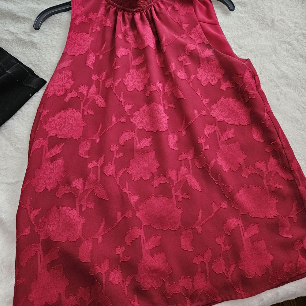LOFT Red Floral Blouse